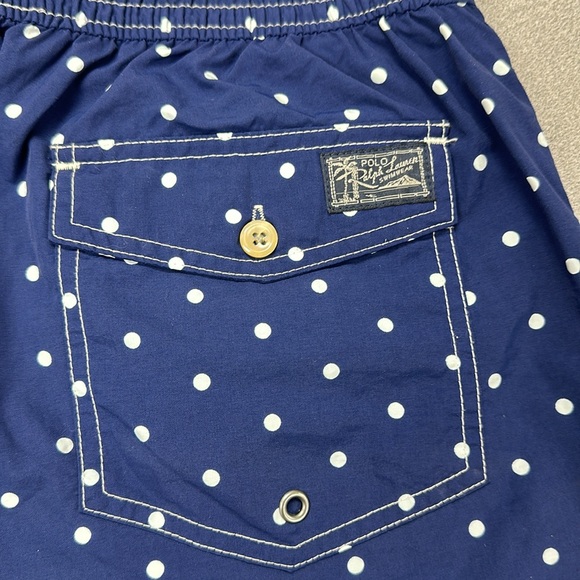 Men’s POLO navy white polka dot swim trunks Large - Picture 4 of 4